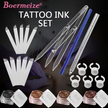 Перманентный комплект для макияжа бровей микроблейдинг иглы пигмент татуировки ручная ручка бровь Линейка Карандаш кольцевые чашки татуировки для начинающих