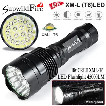 

2019 SupwildFire 45000Lm 18x CREE XML T6 LED 5Mode LED Flashlight Torch Light Lamp Outdoor lighting family convenient #3J25