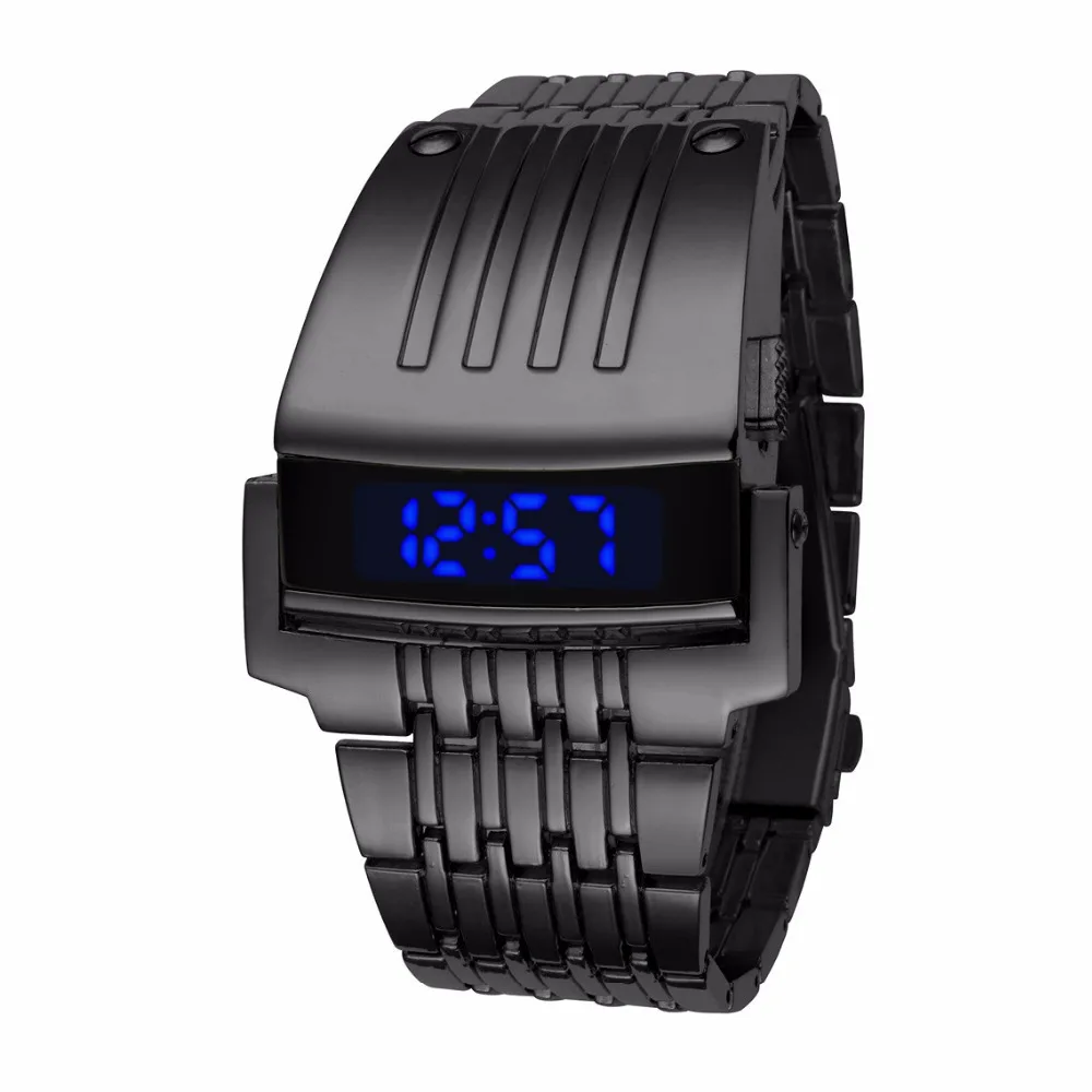  Brand Design Electronic Digital Watch Full Stainless Steel Men Wristwatches Military Sports Fashion