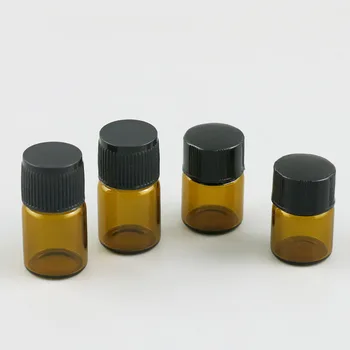 

360 x 1ml 2ml Travel Mini Amber Glass Bottle With Screw Cap Orifice Reducer Cap Essential Oil Sample Vial Makeup Accessories