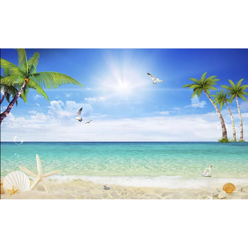 

3D Wallpaper Custom Any Size Mural Wallpaper Sunny Beach Seascape TV Backdrop Living Room Parlor Bedroom Photo Wall Paper 3D