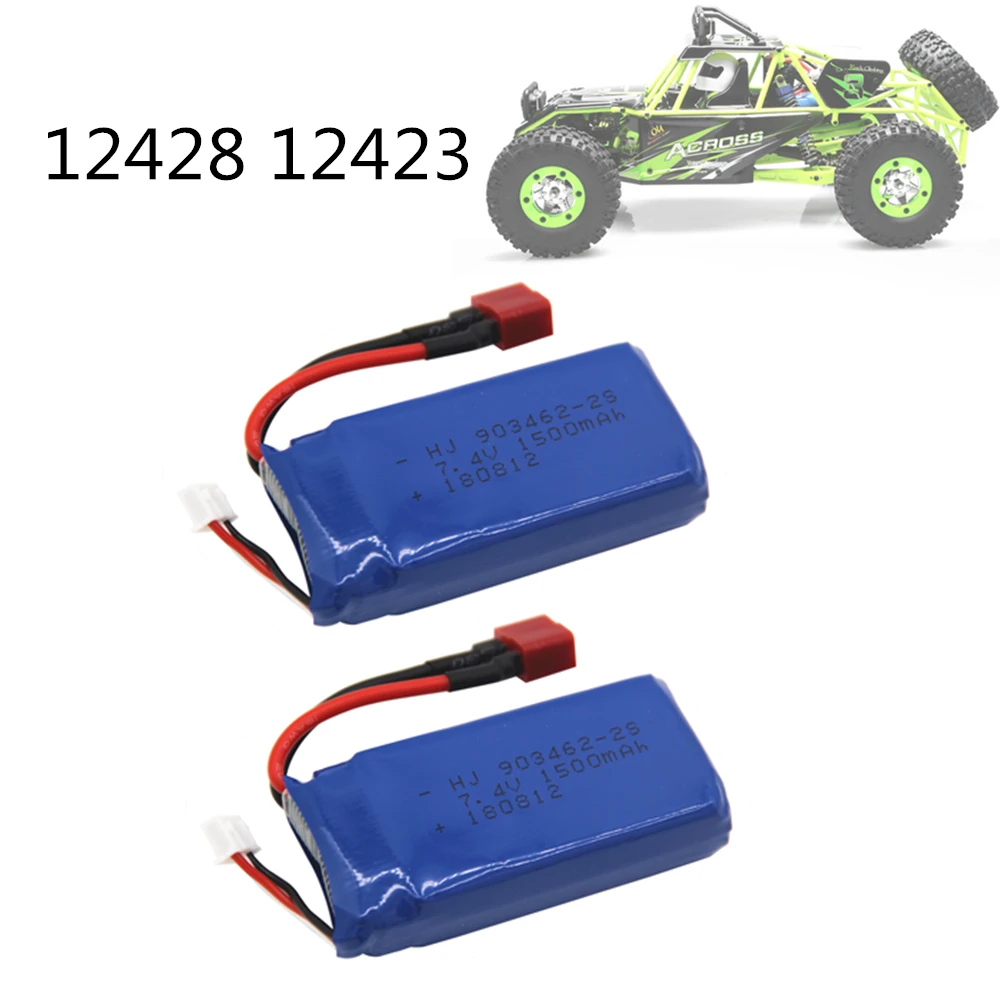 2 шт./компл. 7,4 V 1500mAh литий-полимерный Батарея 12423 12428 для Wltoys 12423 12428 гусеничный автомобиль Батарея 1500 мА/ч, 7,4 V литиевая Батарея