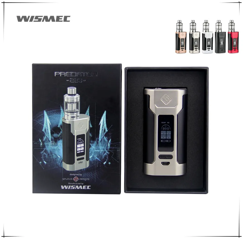 

Newest 100% Original Wismec Predator 228 With Elabo Kit Predator 228W Mod Tank Powered by Replaceable 18650 Battery Vape Kit
