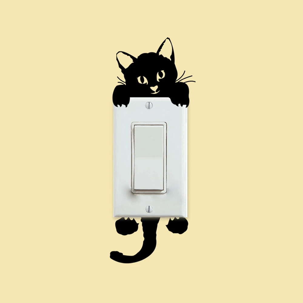 Creative Cute New Cat Wall Stickers Light Switch Decor Decals Art Mural Baby Nursery Room Sticker PVC Wallpaper for Living Room