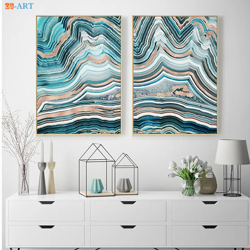 

Cooper Foil Print Abstract Painting Green Poster Modern Wall Art Modern Canvas Painting Nursery Picture for Home Decor