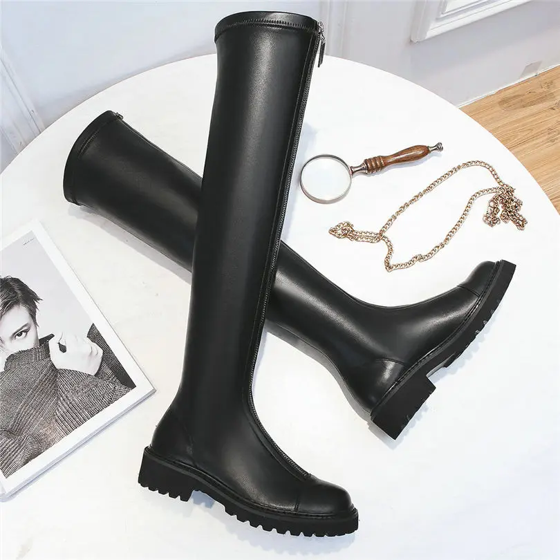 NAYIDUYUN/высокие сапоги до бедра; женские черные кожаные сапоги до колена на среднем каблуке; высокие ботинки в стиле панк на платформе; шикарные ботинки в жокейском стиле