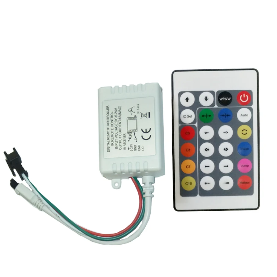 C3 1x 24Key DC12V IR Remote Controller WS2812B Contoller WS2811 200 Change Max 1 512 Pixel