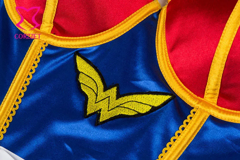 Бурлеск Wonder Woman Корсет-костюм Топ корсетный овербюст пуш-ап баска корсеты и бюстье Сексуальная Супергерл готическая одежда