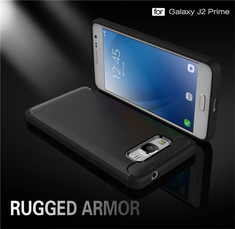 For Samsung Galaxy J2 Prime Case Carbon Fiber Ultra Super Thin Slim Back Cover Soft TPU Silicone Hybrid Protective |