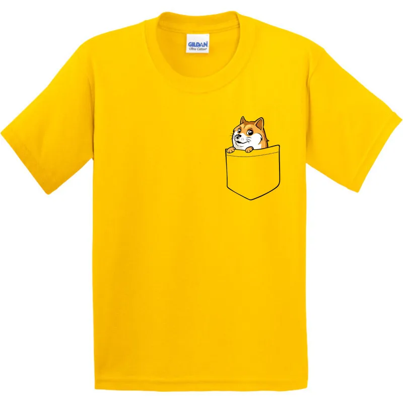 100% хлопок детская модная Милая забавная футболка Doge одежда для мальчиков и