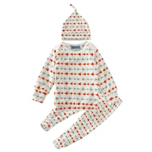 Весна Комплект одежды для девочек Треугольники узор футболка+ Брюки для девочек+ шляпа 3 шт. для мальчиков и девочек комплект для малышей Весна Рождество новорожденных Комплект для малышей
