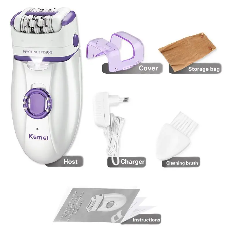 Kemei Women Epilator Rechargeable Electric Callous Remover Device 220