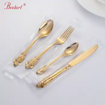 1lot/24 Pcs Luxury Gold Cutlery Set Gold Plated 18/10 Stainless steel Dinnerware Set Dinner Fork Dining Knife Tablespoon for 6