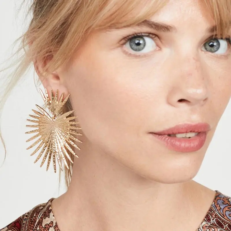 

Flatfoosie Geometric Metal Gold Silver Drop Big Earrings For Women Punk Vintage Dangle Fashion Earrings 2019 Statement Jewelry