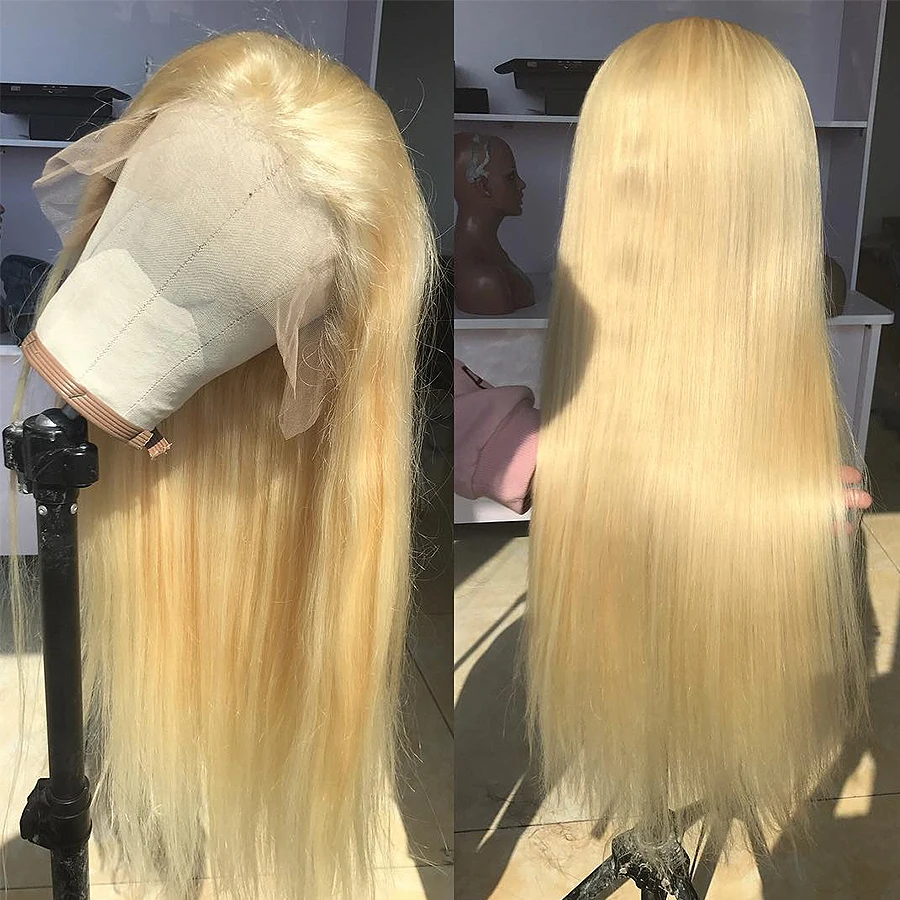 Wigirl прямые 8 26 28 40 дюймов Полностью кружевные человеческие волосы парики 613 блонд