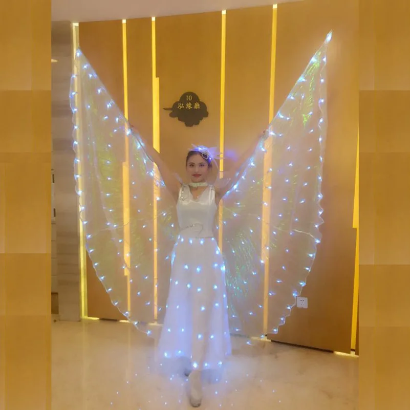 Ruoru Belly Dance Led Isis Wings with Adjustable Sticks Adult Accessories Stage Performance Props Shining Led Wings 360 Degrees