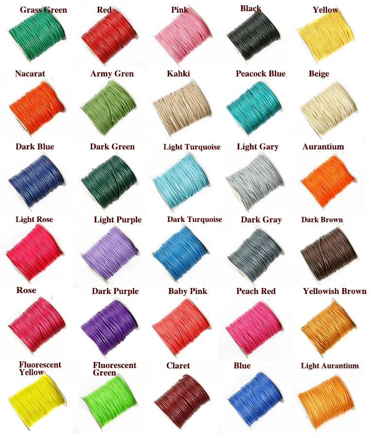 

15Meters 1mm diameter Waxed Thread Polyester Cord String Strap Wholesale Necklace Rope Bead Fit for DIY Bracelet 30 colors