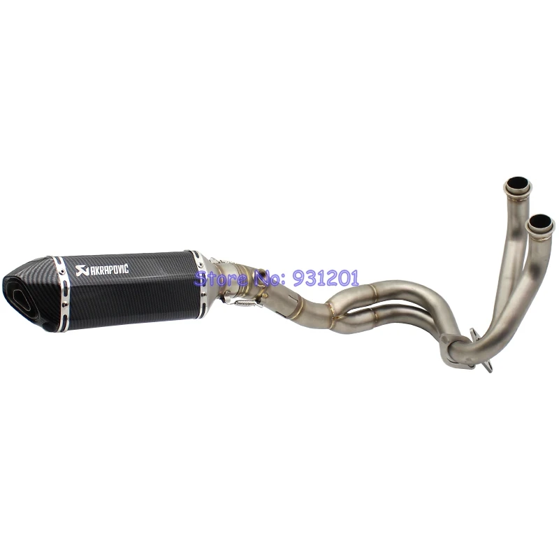 

for Kawasaki ER6N ER6F NINJA650R Full Exhaust System Middle Link Pipe Front Tube Headers with Akrapovic Muffler Pipe (2012-2016)