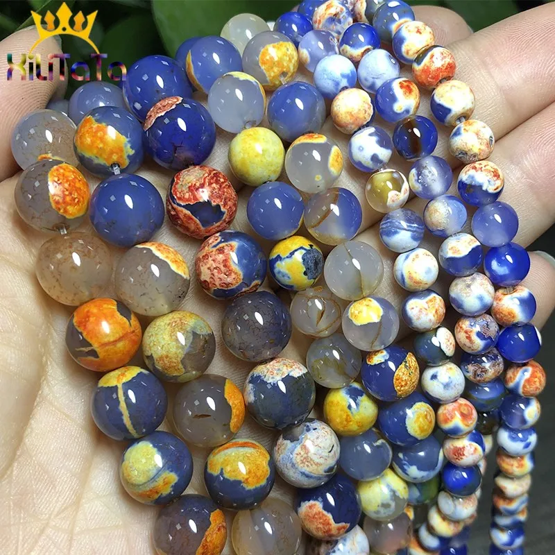 Piedras Preciosas Ágata natural verde ónice espaciador granos flojos para la fabricación de joyería 15/"