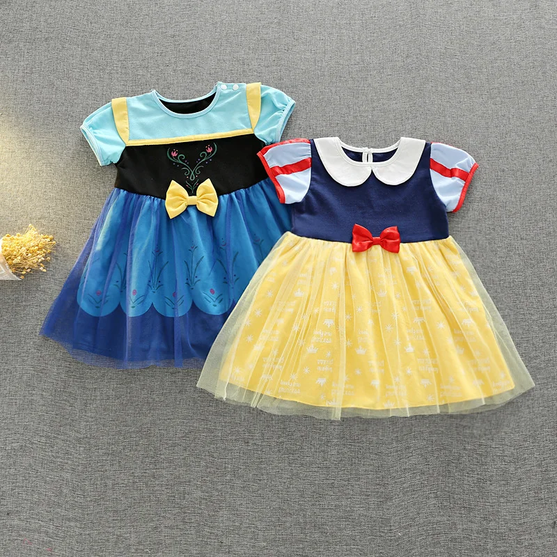 

princess girl lace dress girl party dresses summer 2019 Knee-Length short sleeve casual yellow Dresses Baby girls Clothes