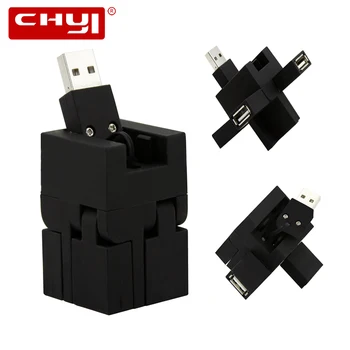 

5 Ports USB 2.0 Hub Mini USB HUB Adapter Connector Square Shaped High-Transfer Black Yellow for Computer Tablet Easy Carry