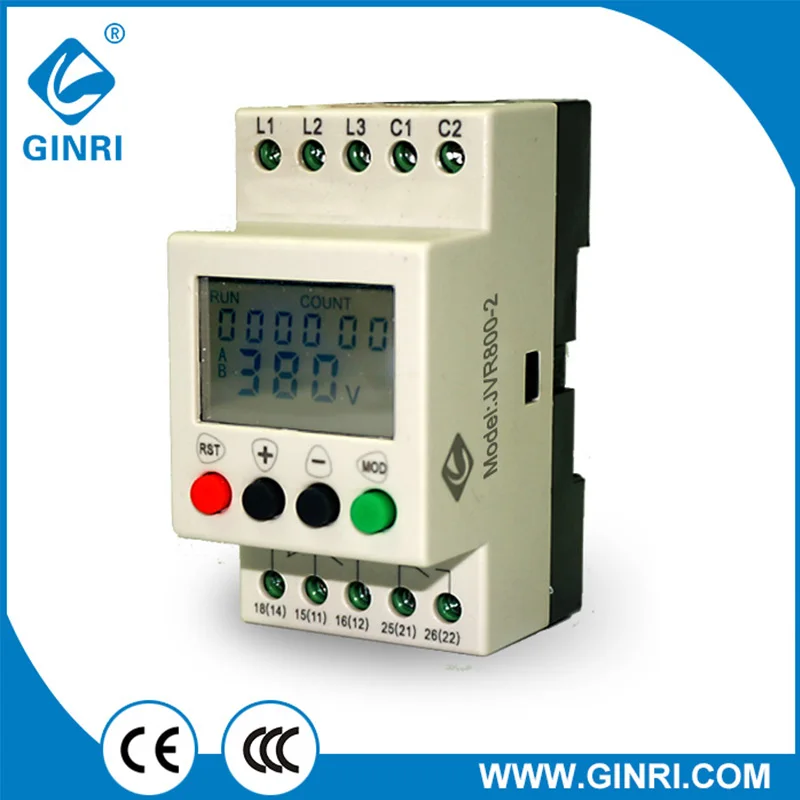 Ginri JVR800 2 защитное реле напряжения измеритель автоматический переключатель