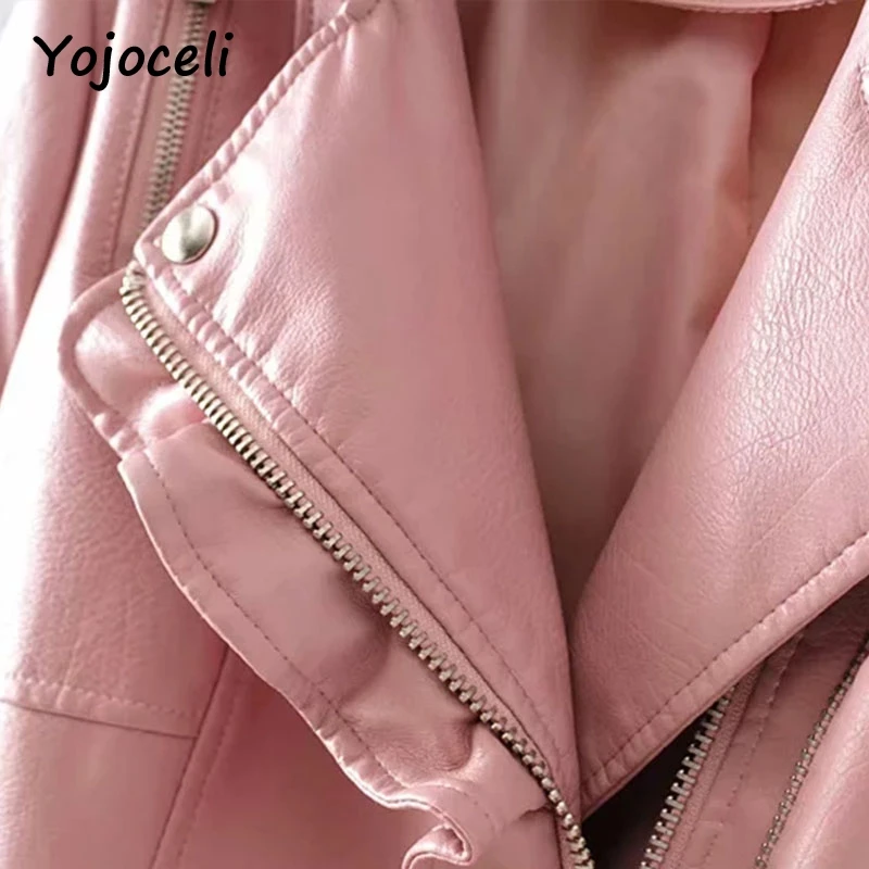 Женские куртки из искусственной кожи Yojoceli уличная одежда на молнии в стиле панк