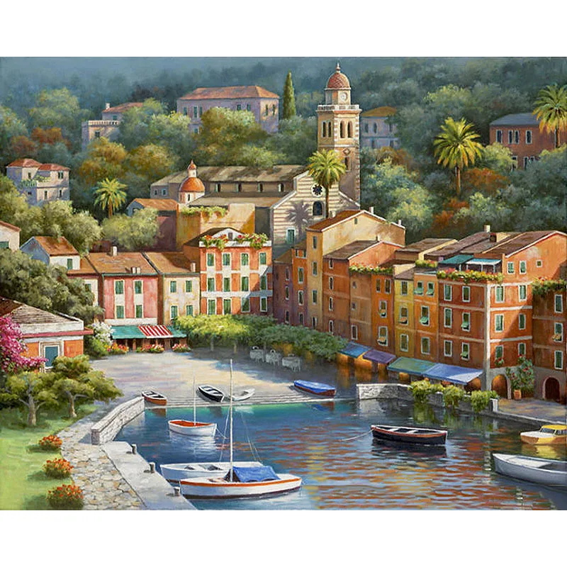 

Seaside Town 3 Hand Made Paint High Quality Canvas Beautiful Painting By Numbers Surprise Gift Great Accomplishment