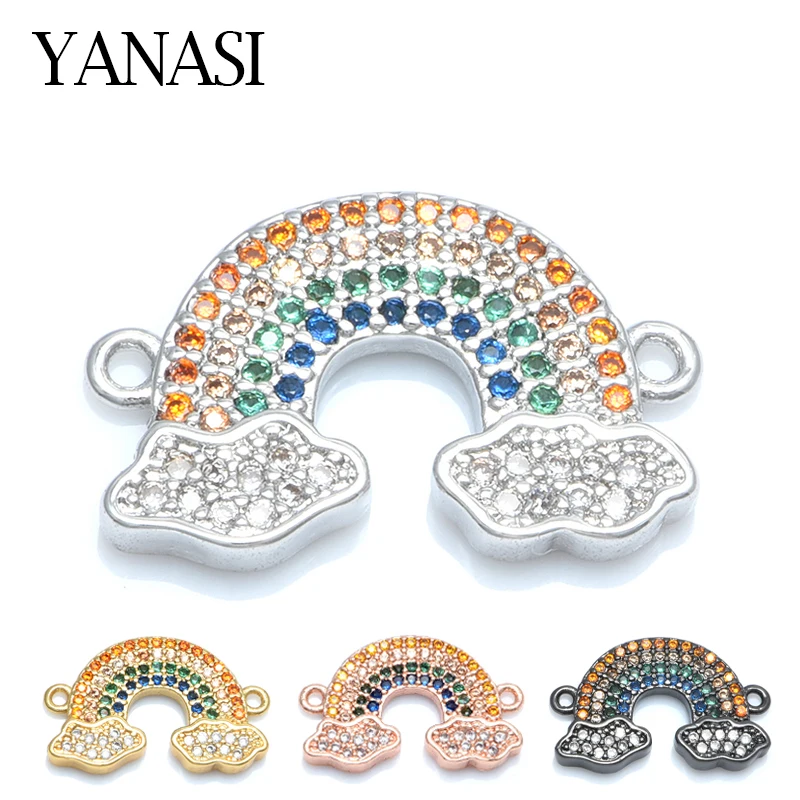 

Accessories for Bracelets Jewelry Findings Diy Handmade Rainbow Cubic Zirconia Connectors For Women Bracelet Earring Wholesale