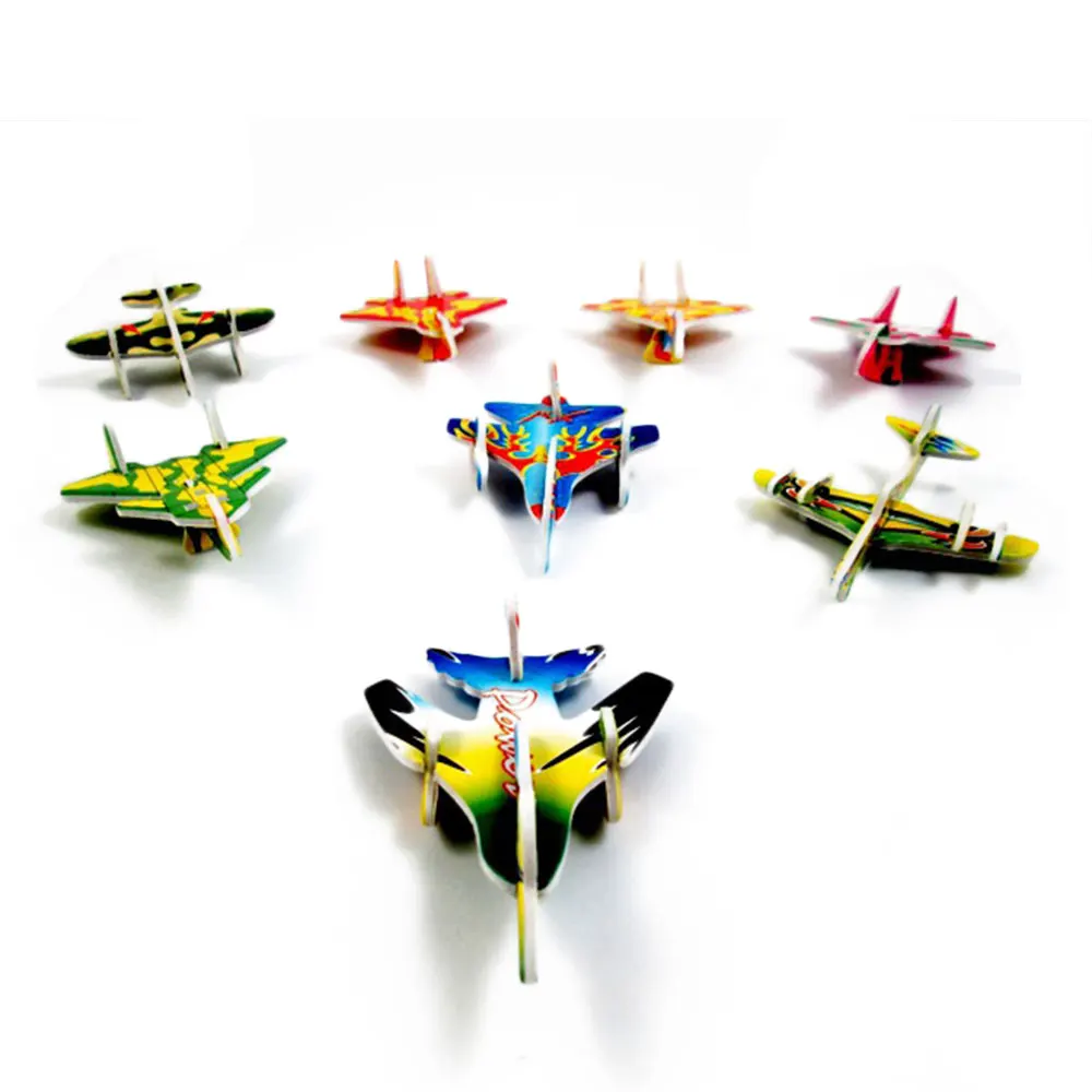 10 шт. DIY бумажные поделки 3D блоки самолет Детские картонные Пазлы игрушки головоломки Модель Строительство смешная игра для детей случайный цвет