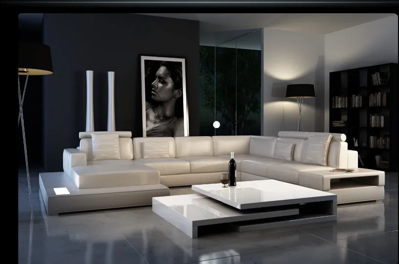 Modern design house furniture real leather sofa corner A07 | Мебель