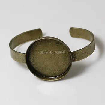 

Antique Bronze tone Plated Brass Blank Bangle Base Round Deep Wall Bezel cups Open cuff Bracelet Bangle Settings Findings