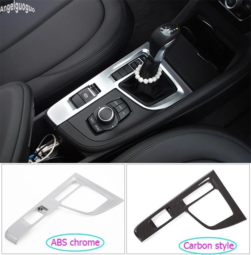 angelguoguo For BMW X1 F48 2016-2018 Accessories ABS Chrome or Carbon Style Car Gear Shift P R N D Trim Decoration Sticker Cover