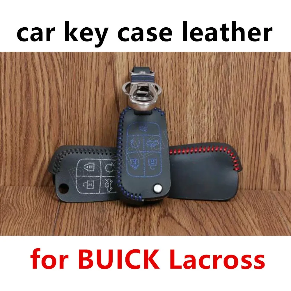 

Only Red handmade Genuine Leather Car Key Cover the lowest price Hand Sewing Key Case fit for BUICK Lacross