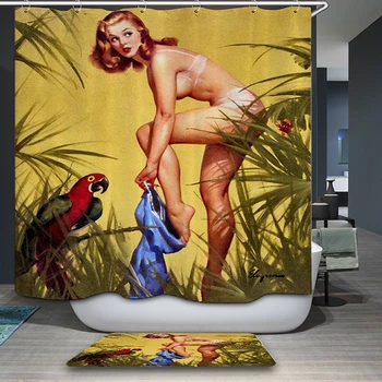 

Portrait Decoration Curtains Bathroom Shower Waterproof Women's Shade Shower Curtain Bathroom Curtain Fabric Polyester Custom Ho