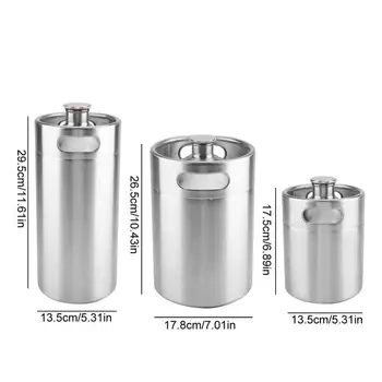 

5L/3.6L/2L Mini Stainless Steel Beer Barrel with Spiral Cover Lid Practical Home Hotel Hign Quality Beer Brewing Supplies