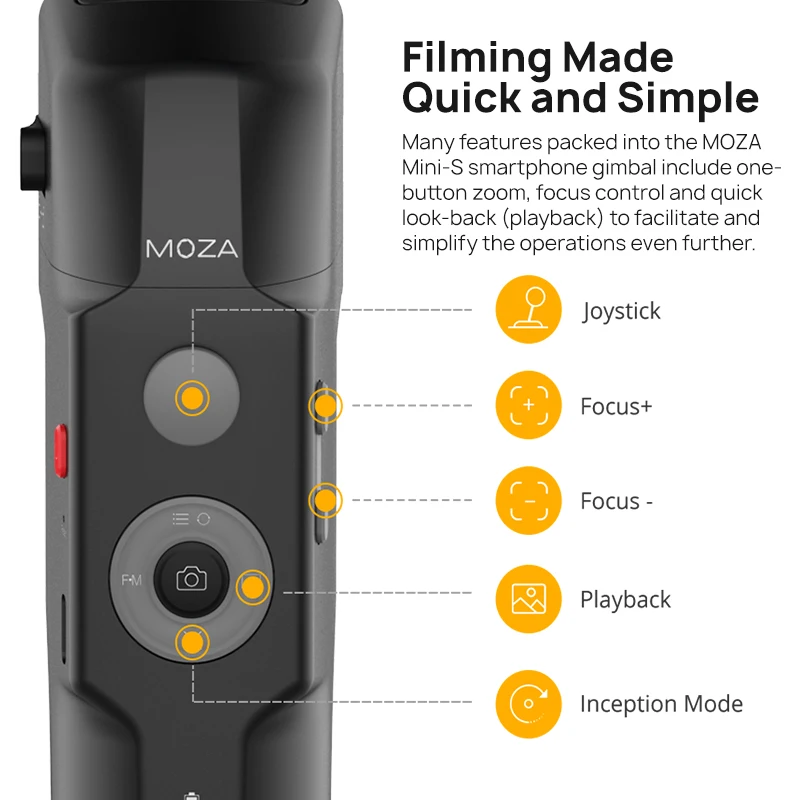 Moza Mini S Foldable 3 Axis Smart phone Gimbal Free Extend StickHandheld Gimbal Stabilizer for iPhone Xs Max X Samsung S10 S9