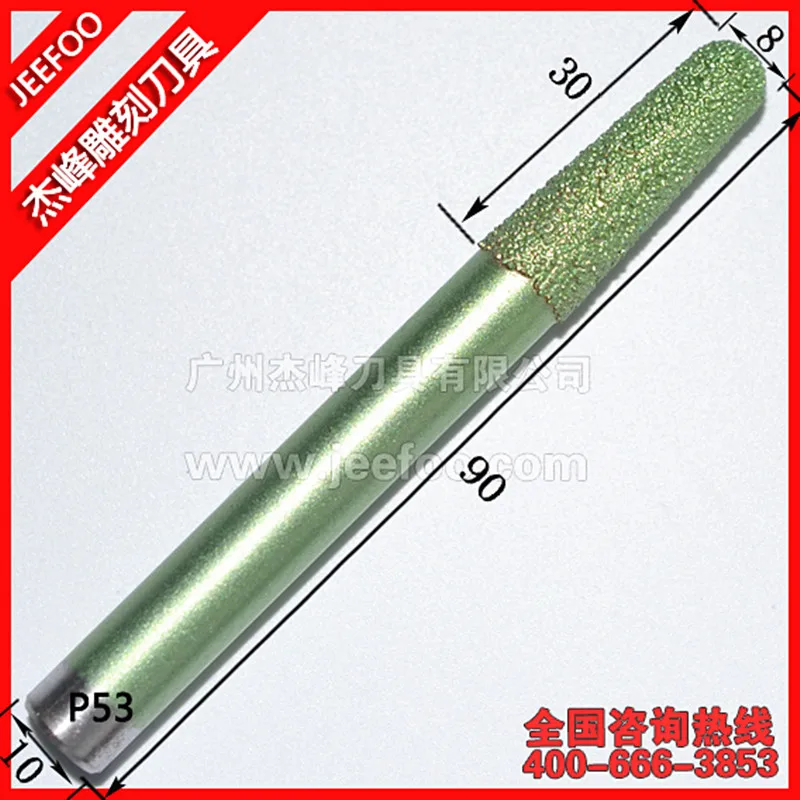 

P53-10*8*30mm V Shape CNC Stone Engraving Milling Bit,NEW Diamond End Mill Bit Cutters for CNC 3d Relief Roughing Milling