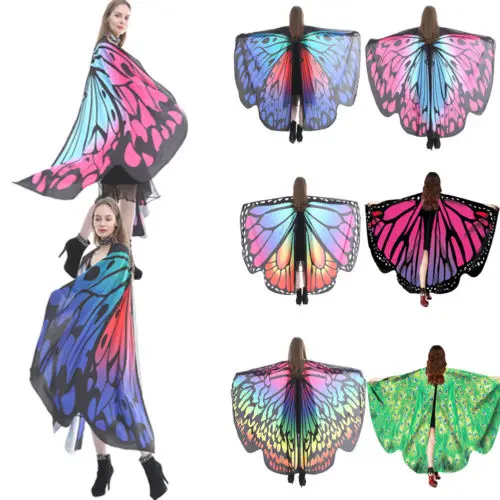 

Brand Nnew 3D Fairy Butterfly Scarf Nymph Ponchos Pixie 1Pcs Shawl Scarf Costume Accessory Wings Capes Cloak