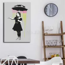 

Banksy Nola Grey Rain Wall Art Canvas Posters Prints Painting Wall Pictures Office Living Room Home Decor Artwork Drop Shipper