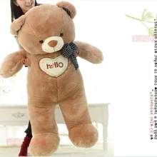 Милый бант плюшевый мишка кукла сердце Привет, медведь плюшевая игрушка кукла подарок на день рождения коричневый около 130 см