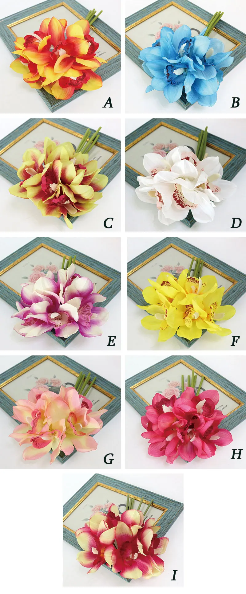 Flone Artificial Butterfly Orchid Flower Simulation Latex Flower Real Touch Lily Bouquet Wedding Home Office Party Decor Floral (24)