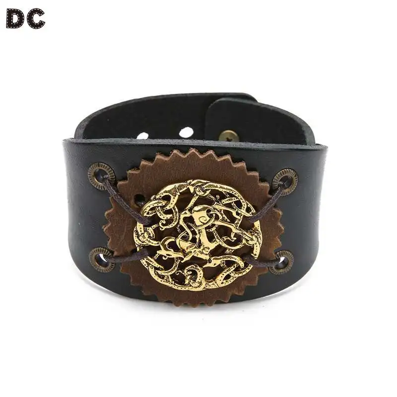 

DC Leather Bracelets Personality Fashion Jewelry Men Bracelets Charming Punk Unique Totem Bangles For Men Wrist Trinket Gift