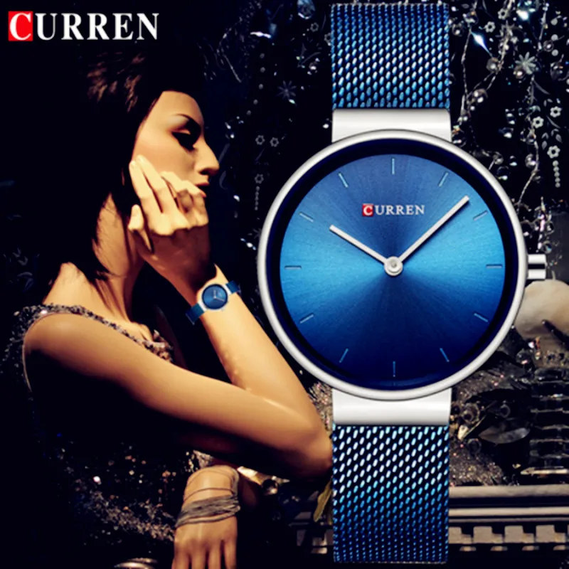 Kopen CURREN Polshorloge Vrouwen Horloges Luxe Merk Steel Dames Blue Quartz Vrouwen Horloges Sport Relogio Feminino Montre Femme 9016