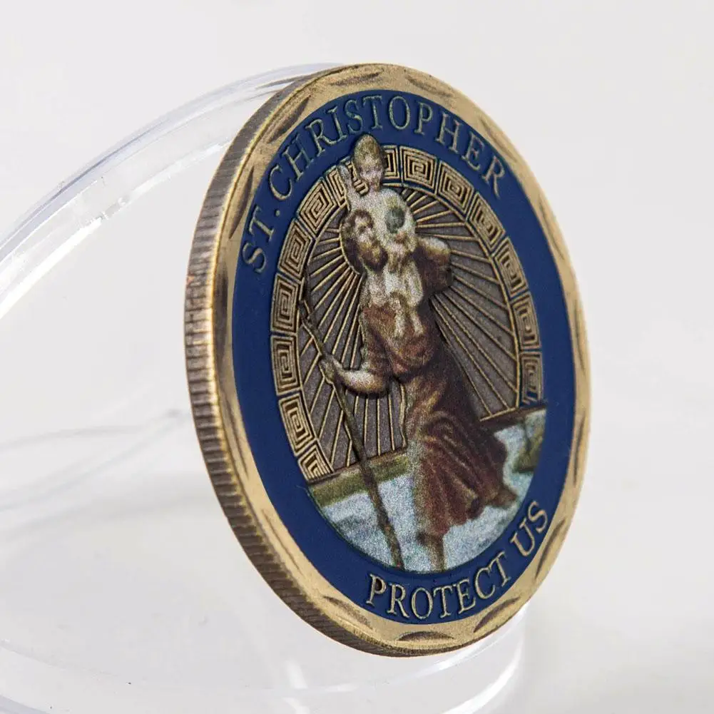 St. Christopher (back Jesus) Commemorative Coin Embossed Three-dimensional Commemorative Coin Un-Currency Gold Plated Cions