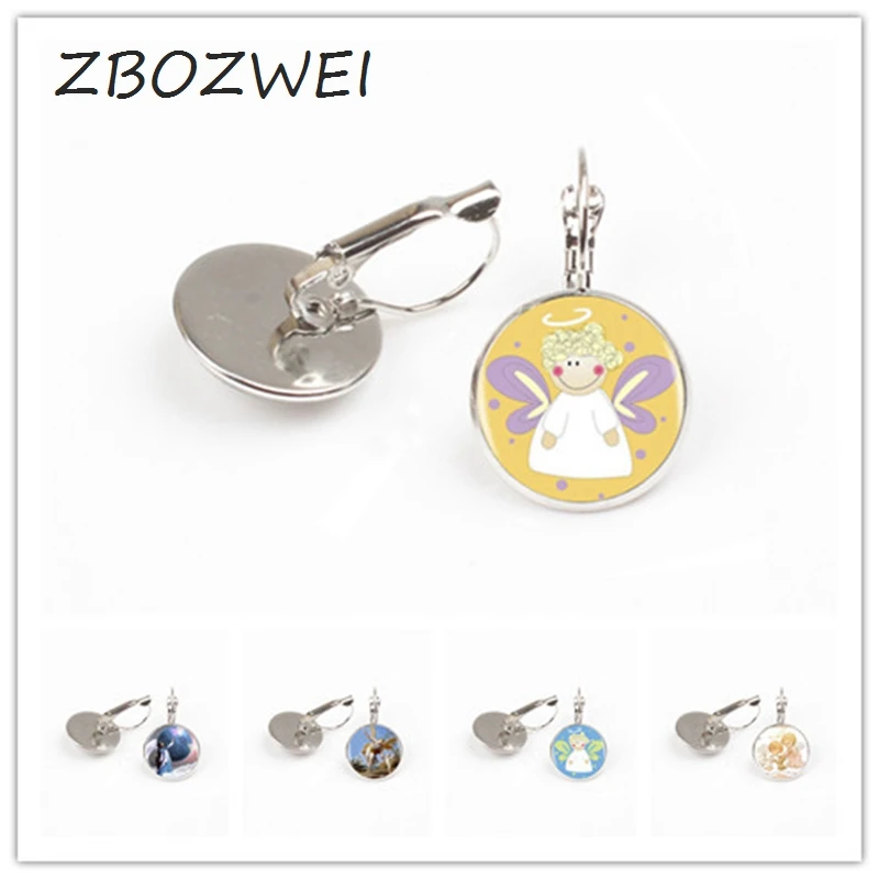 

ZBOZWEI 1pcs/lot 2018 Fashion Angel Logo earring Art Picture Silver Handmade Vintage earring For Women Jewelry Friend Gift
