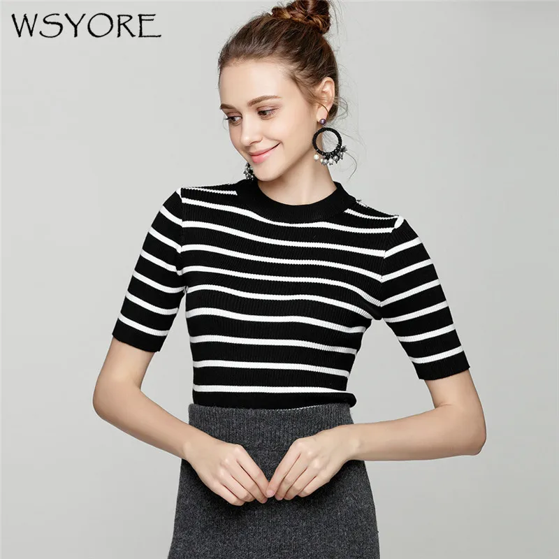 Buy WSYORE O neck Slim Casual Knitted Half Sleeve