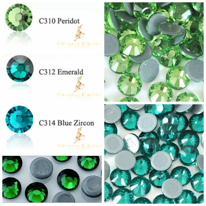 Crystal Castle Hot Fix Str Best Quality Peridot Emerald Blue Green Hotfix