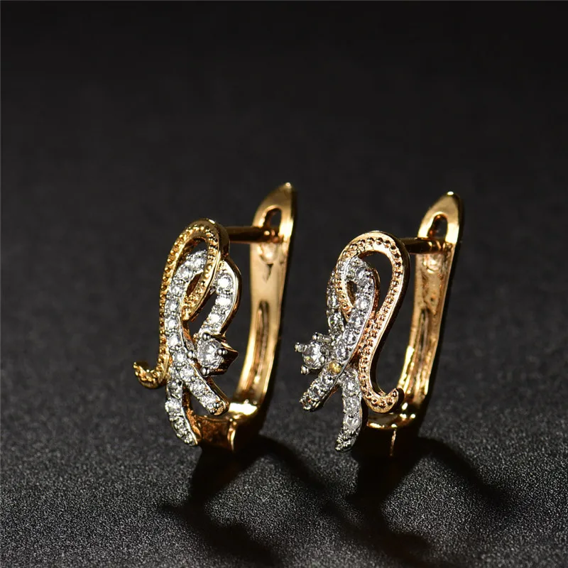 BUDONG привлекательные трендовые серьги-кольца для женщин, серебряные/золотистые серьги-кольца, этнические Кристальные циркониевые вечерние ювелирные изделия XUE253