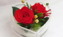 Free shipping 10 10 5cm heart box preserved rose flower eternal flowers dried flowers Christmas Valentine